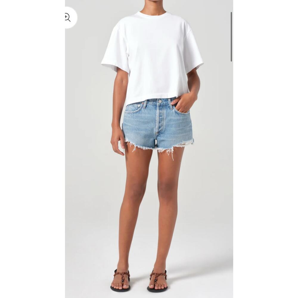 AGOLDE Parker Vintage Cut Off Denim Shorts 24 High Rise Distressed Raw Hem NWOT
